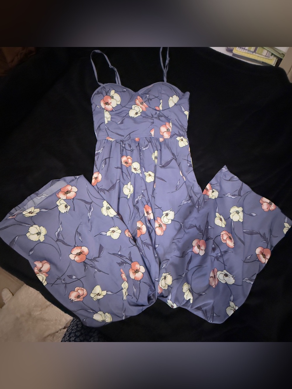 Purple Floral Spaghetti Strap romper